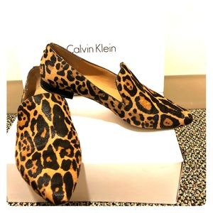 Calvin Klein Leopard Elin Pointed-Toe Flats